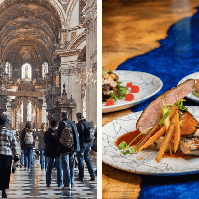 image of St Paul's Cathedral Visit & Three-Course Meal with Wine for Two