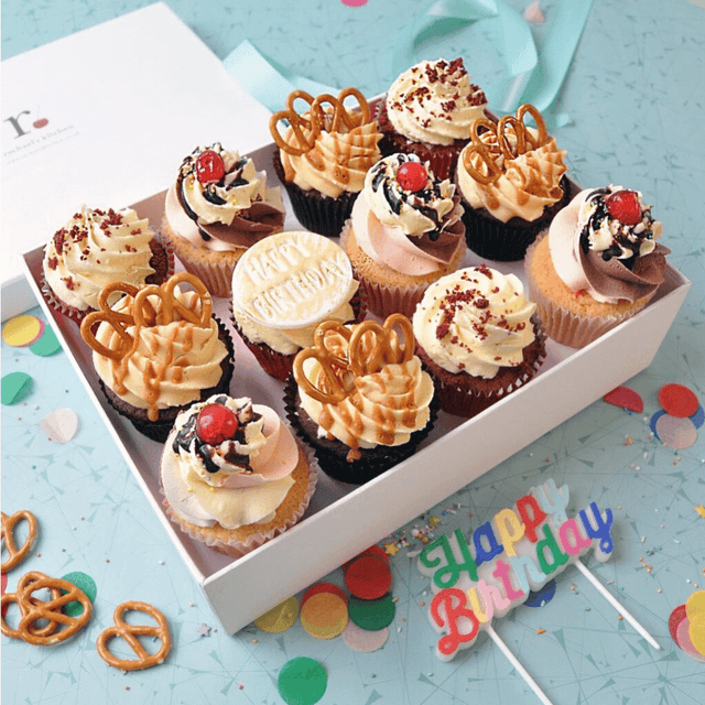image of Box of 12 birthday cupcakes