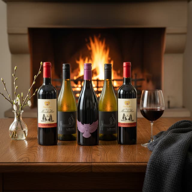 image of 5 bottles of wine