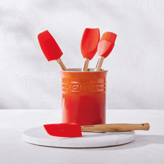 image of Utensil set & stoneware jar