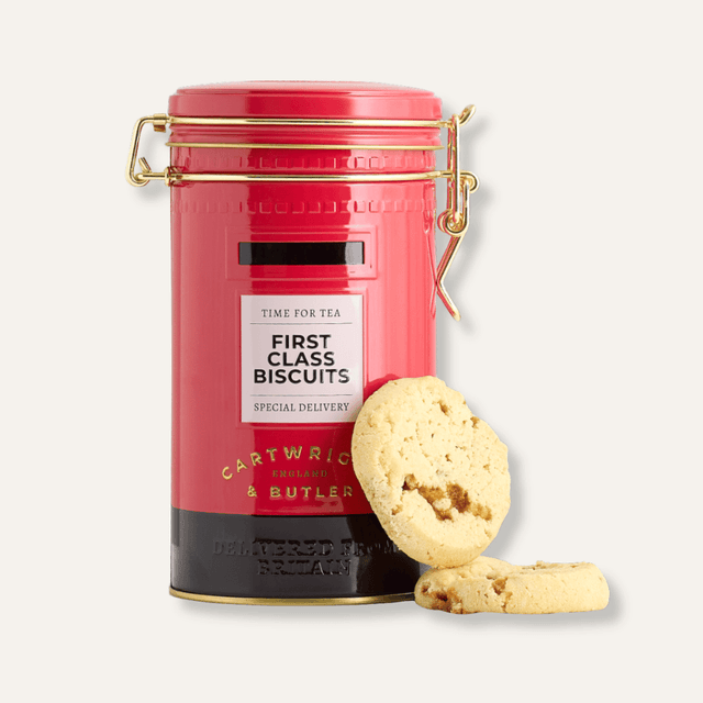image of Postbox tin of salted caramel biscuits