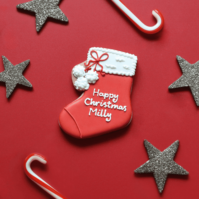 image of Christmas stocking letterbox biscuit