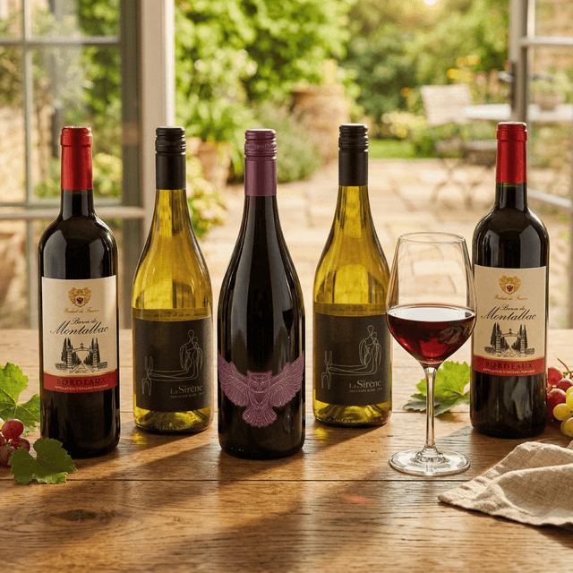 image of 5 bottles of wine