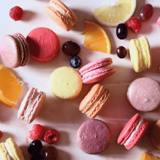 image of Box of 18 chocolate or fruity macarons