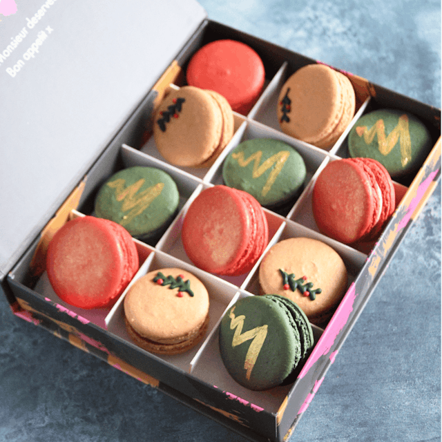 image of Festive box of 12 macarons