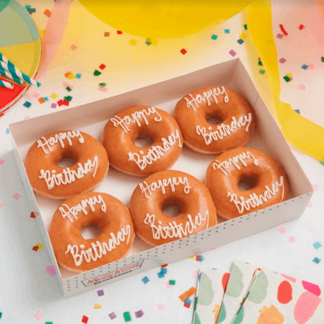 image of 'Happy Birthday' doughnuts